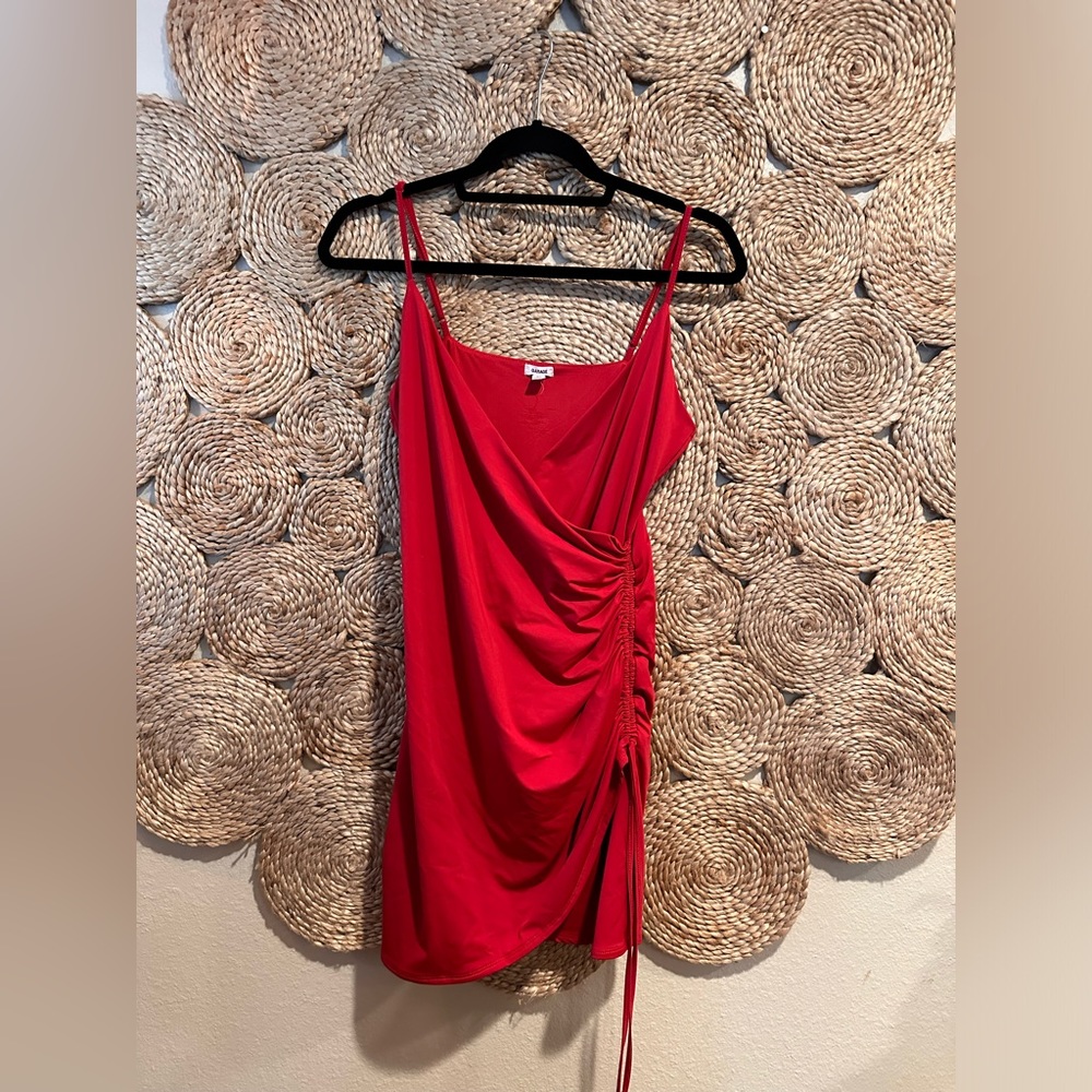 Garage Red Mini Dress Ruched